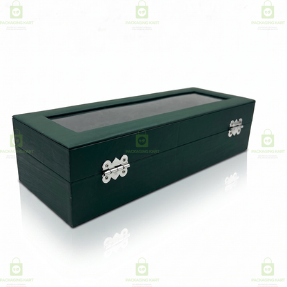 Elegant 6 Slot Watch Display Case in Velvet & PU Leather Design