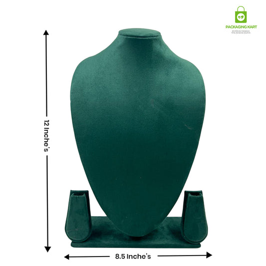 Luxury Velvet Green Jewellery Statue | Showcase Stand