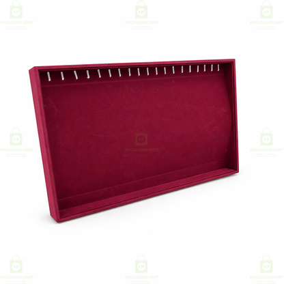 Premium Velvet Wooden Chain Tray for Jewellery Display | Elegant Necklace Organizer
