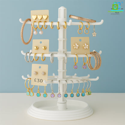 Rotating Earring Display Stand – 360 Degree Jewelry Organizer Rack