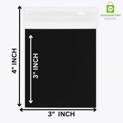 3X4 Black Colour BOPP Bags 40 Micron | Best Packaging for Earrings & Jewellery