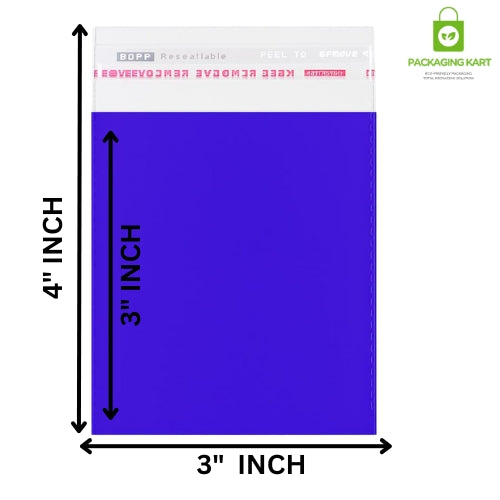 3X4 Blue Colour BOPP Bags 40 Micron | Best Packaging for Earrings & Jewellery