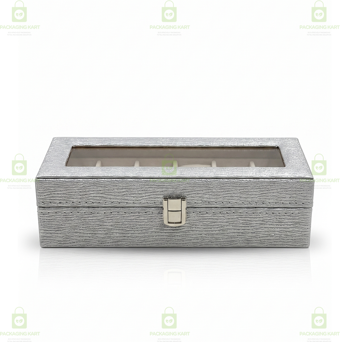 Designer Leather Watch Storage Box with 6 Velvet Watch Slots