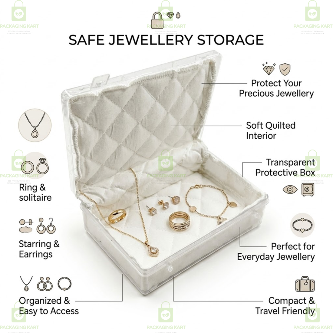 Soft Cushion Cotton Jewelry Box for Necklace, Ring & Earring Packing