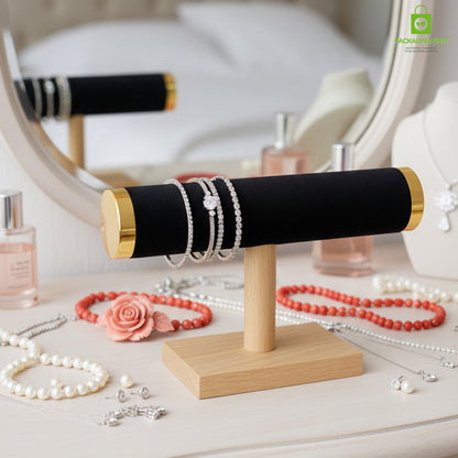 Wooden Velvet Bangles Display Stand – Single Roll Jewellery Organizer