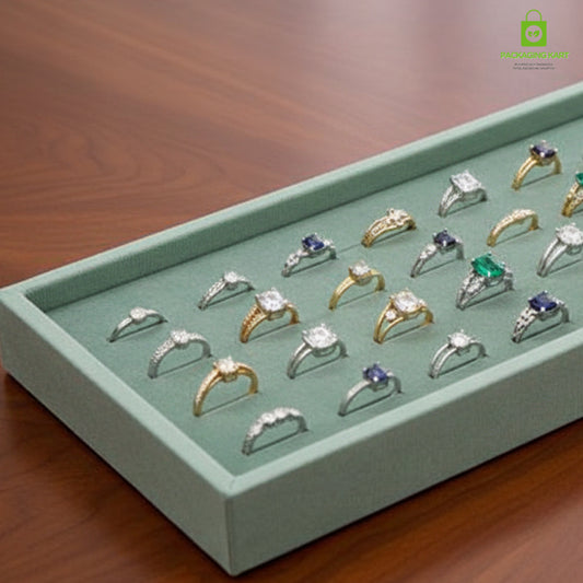 Premium Velvet Ring Display Stand with Wooden Base