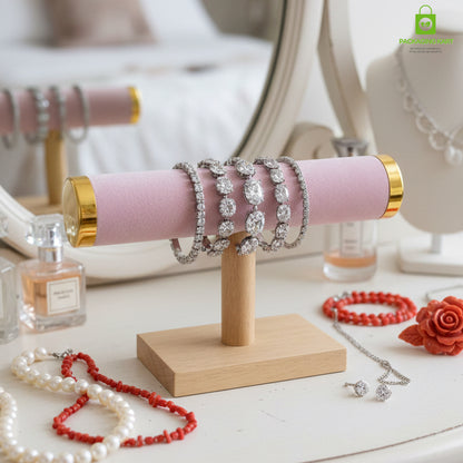 Wooden Velvet Bangles Display Stand – Single Roll Jewellery Organizer