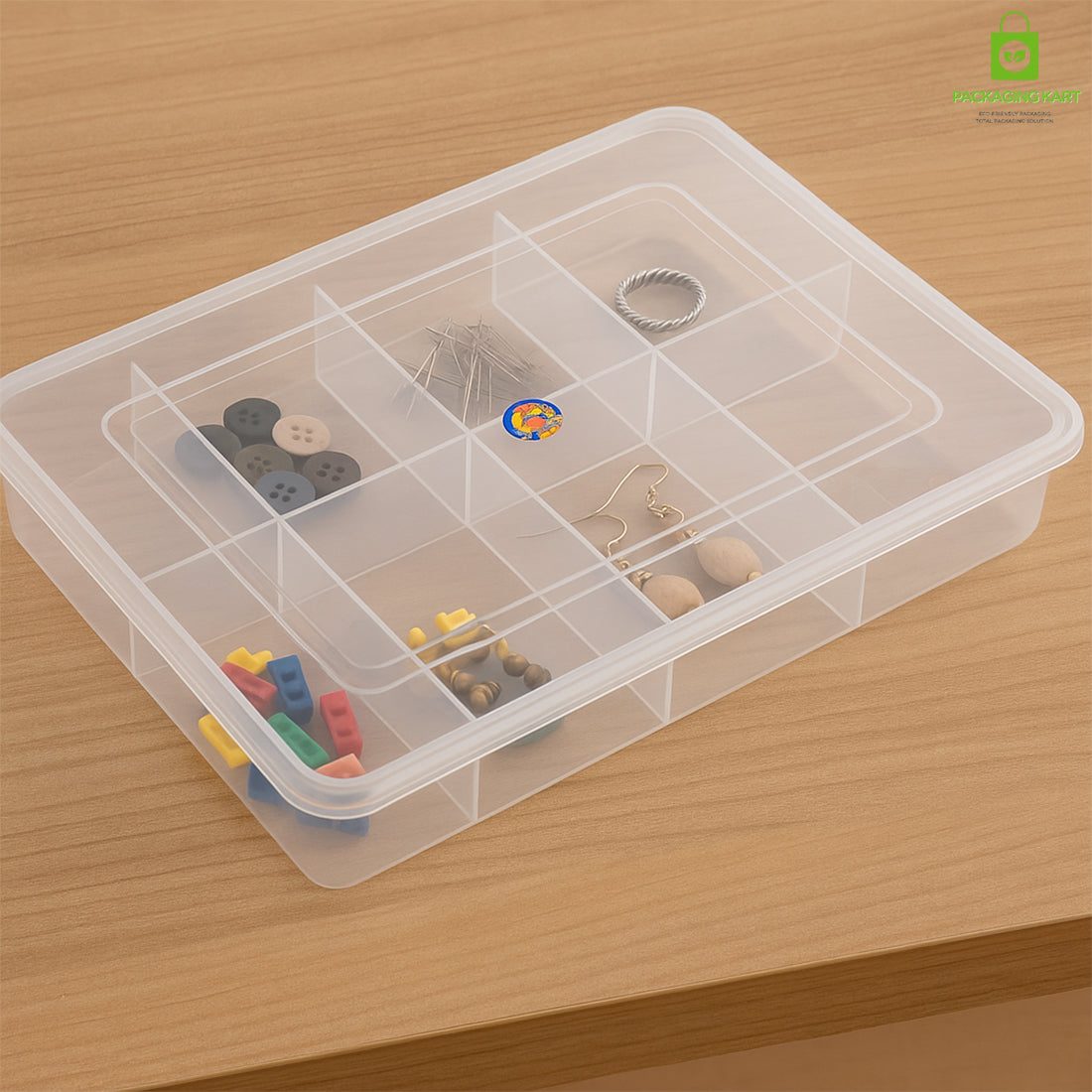 Multipurpose 8 Grid Plastic Jewellery Organizer – Travel-Friendly Storage Box