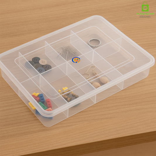 Multipurpose 8 Grid Plastic Jewellery Organizer – Travel-Friendly Storage Box