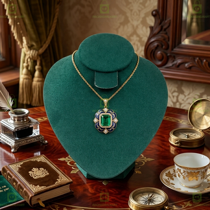 Wooden Base Velvet Jewellery Statue | Elegant Necklace Display Holder Stand