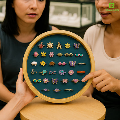 Green Round Ring Display Tray – Elegant Jewellery Organizer