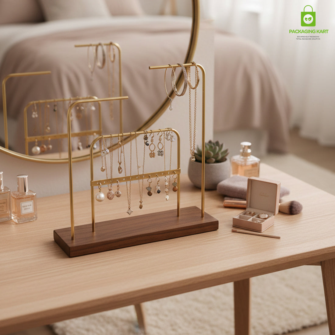 Gold Frame Plated Earrings Display Stand for Jewellery Shop