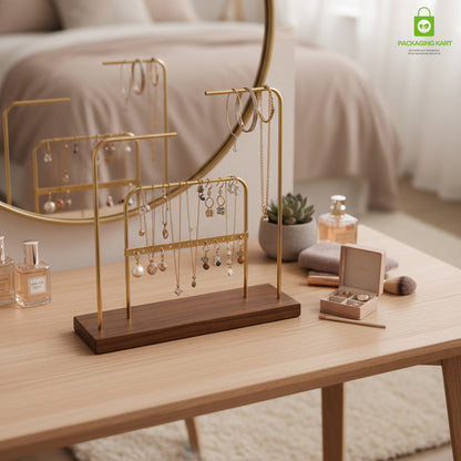 Gold Frame Plated Earrings Display Stand for Jewellery Shop