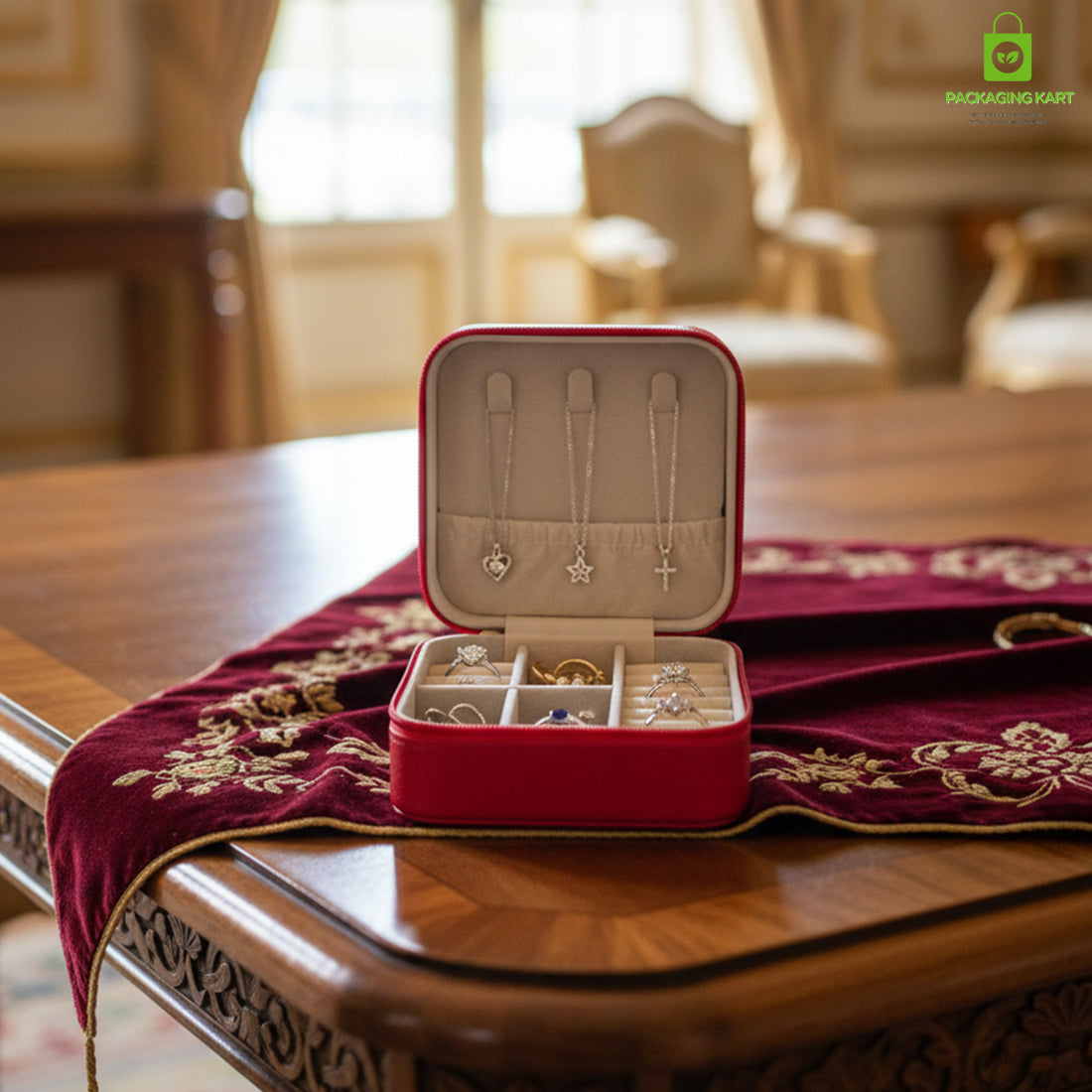 Jewellery Organizer Case for Rings, Earrings, Necklaces & Bracelets