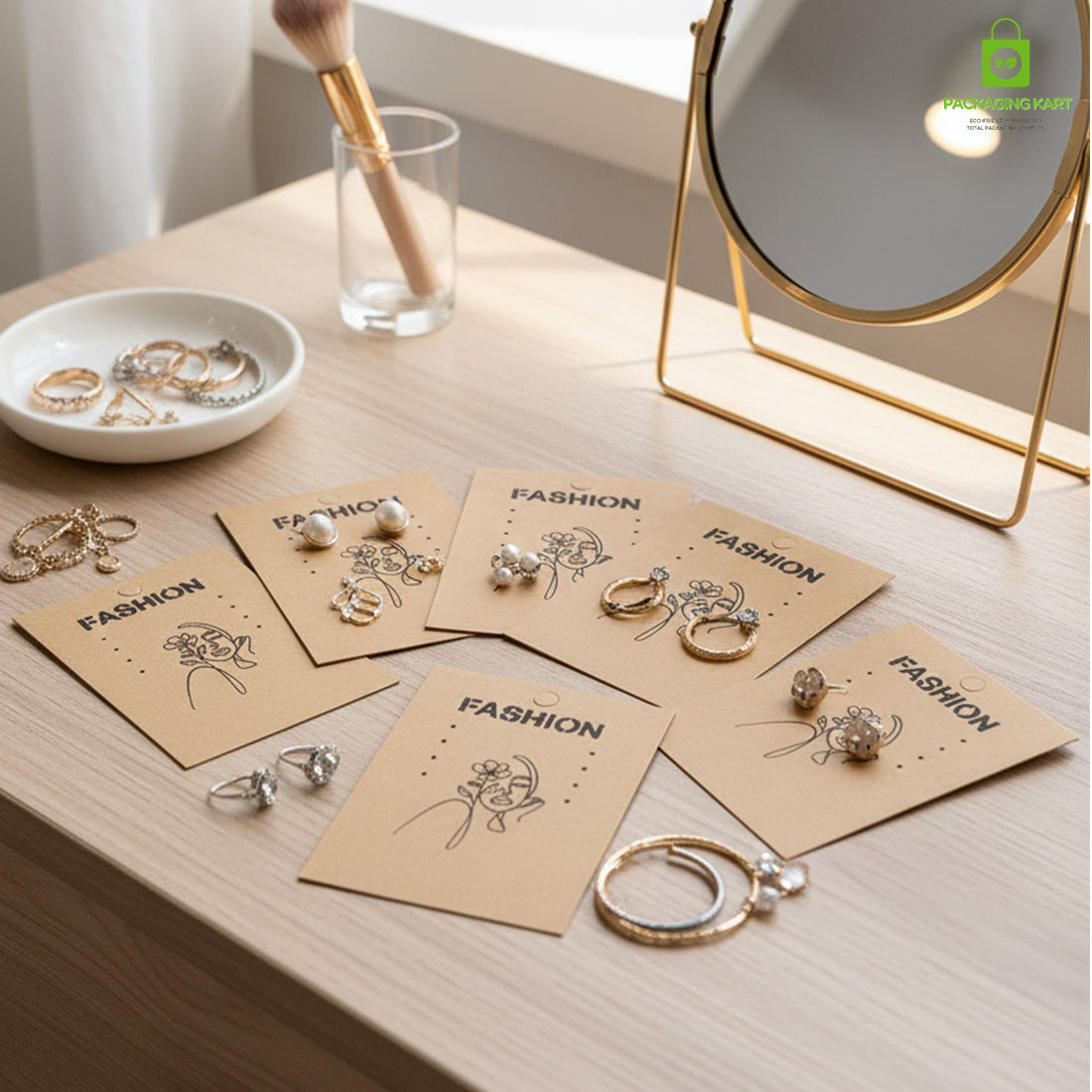 Brown Earring Jewellery Card | Premium Display Backing