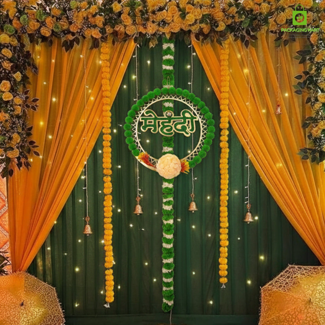 Door Board For Home Decorations - Wedding Decorations | Theme Door For Party Celebration-Mehndi, Sangeet, Photo Booth & Entrance Decor-MDF Backdrop Prop for Mehndi (Green)