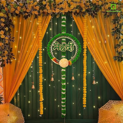 Door Board For Home Decorations - Wedding Decorations | Theme Door For Party Celebration-Mehndi, Sangeet, Photo Booth & Entrance Decor-MDF Backdrop Prop for Mehndi (Green)