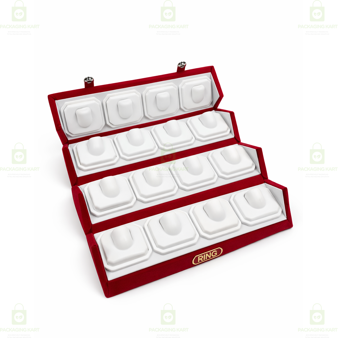 Velvet Ring Storage Box – 16 Compartment Jewelry Organizer