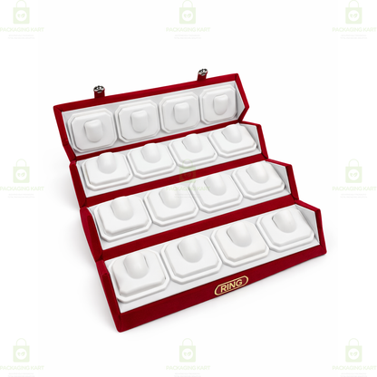 Velvet Ring Storage Box – 16 Compartment Jewelry Organizer