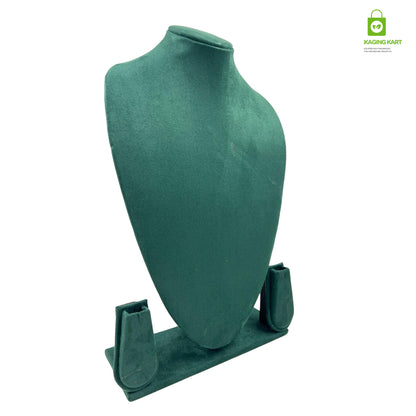 Luxury Velvet Green Jewellery Statue | Showcase Stand
