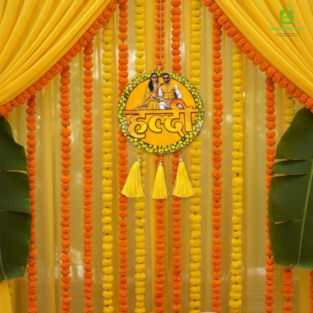 Decorative Haldi Decorations Door Board, Home Decoration Items for Wedding Ceremony Haldi, Mehndi, Subh Vivah, Shadi Wala Ghar Hanging Round Decoration