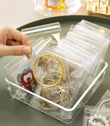 24 Pcs Transparent Jewellery Storage Pouches | Clear PVC Zip Lock Covers for Rings, Earrings, Necklaces & Accessories | Durable Jewellery Organizer Bags (Transparent, Pack of 24)