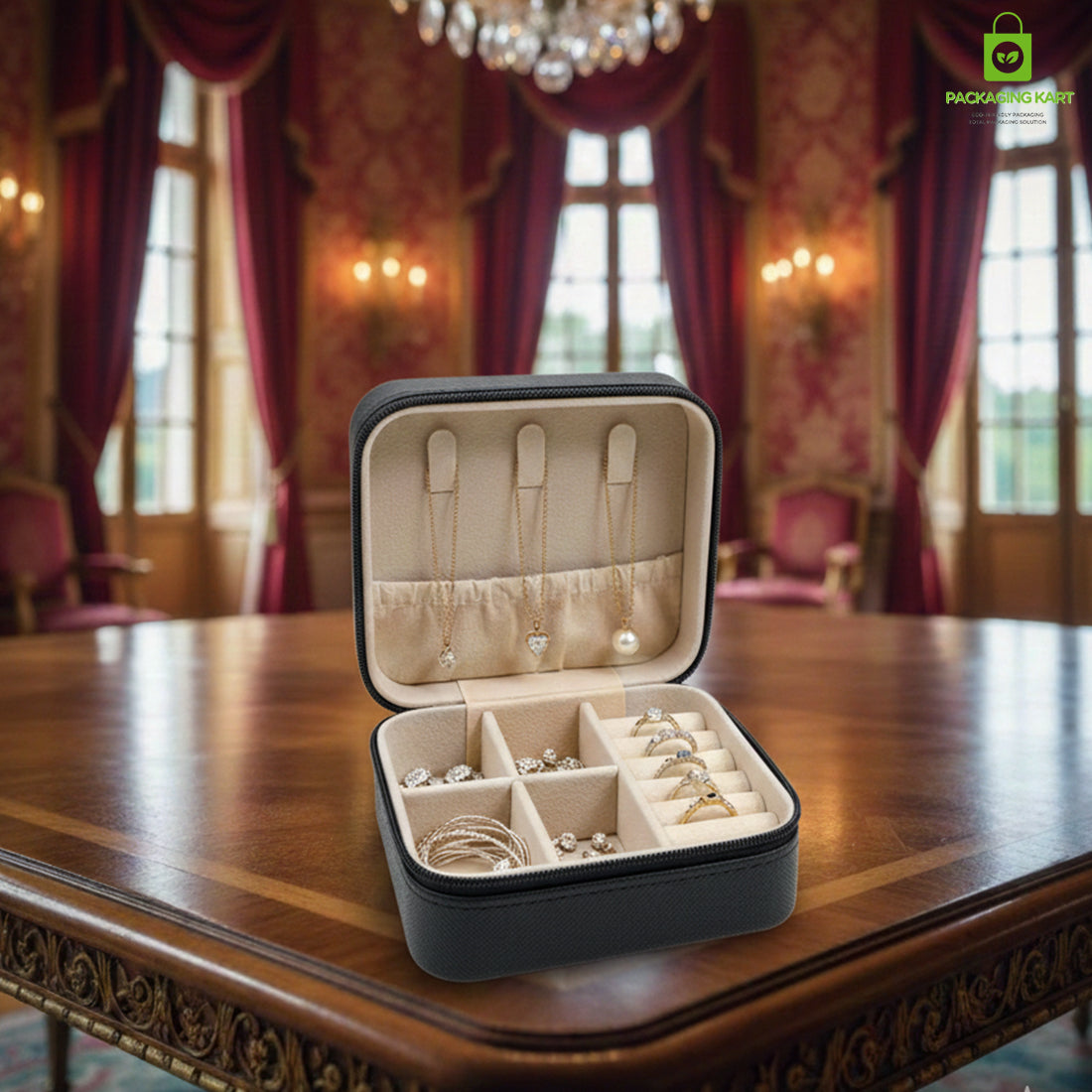 Jewellery Organizer Case for Rings, Earrings, Necklaces & Bracelets