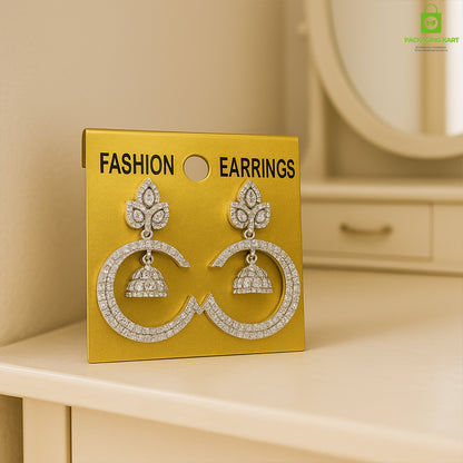 Golden Earrings Display Card – Elegant Jewelry Holder for Studs & Danglers