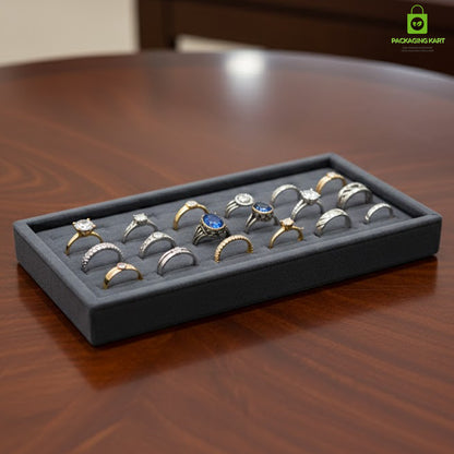 Premium Velvet Ring Display Stand with Wooden Base