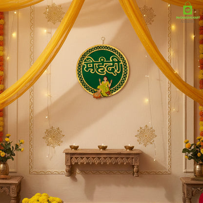 Door Board For Home Decorations - Wedding Decorations | Theme Door For Party Celebration-Mehndi, Sangeet, Photo Booth & Entrance Decor-MDF Backdrop Prop for Mehndi (Green)