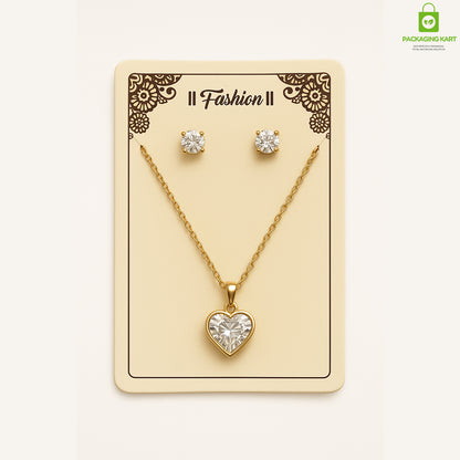 Elegant Cream Fashion Jewellery Set Card – Necklace & Earrings Holder