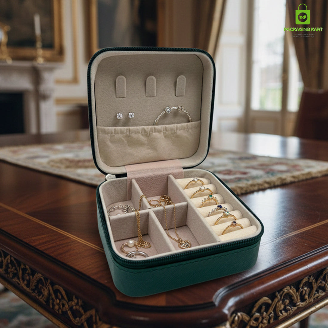 Jewellery Organizer Case for Rings, Earrings, Necklaces & Bracelets