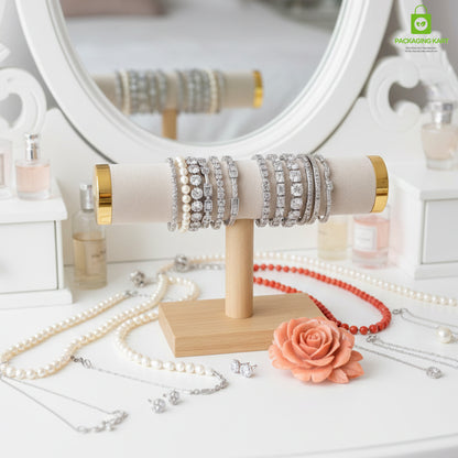 Wooden Velvet Bangles Display Stand – Single Roll Jewellery Organizer