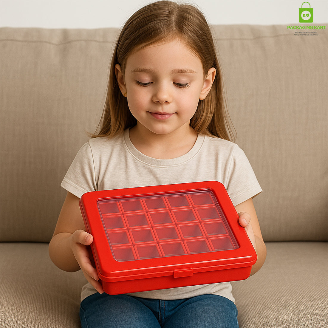 20 Pcs Red Square Jewellery Organizer Box – Durable & Elegant