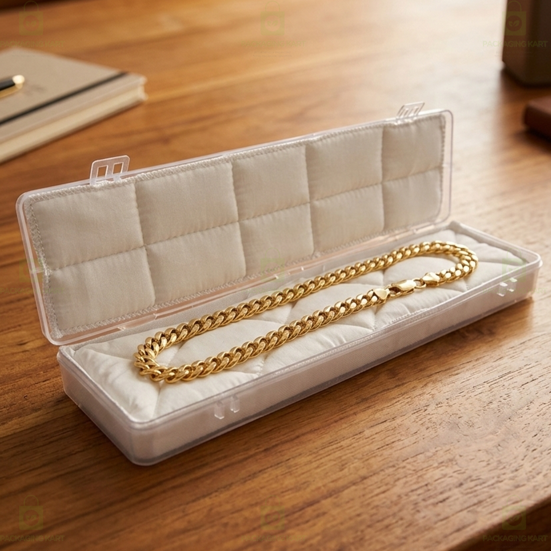 Jewellery Storage Plastic Box with White Cotton Cushion Padding – Anti-Oxidation Organizer Case