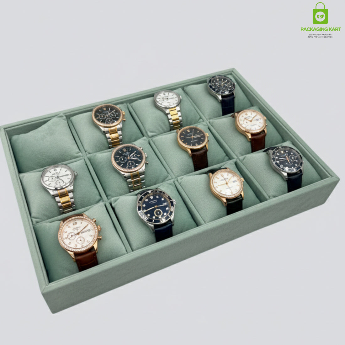 Wooden Jewellery Display Tray for Showroom Use – Watch, Kada & Bracelet (12 Slots)