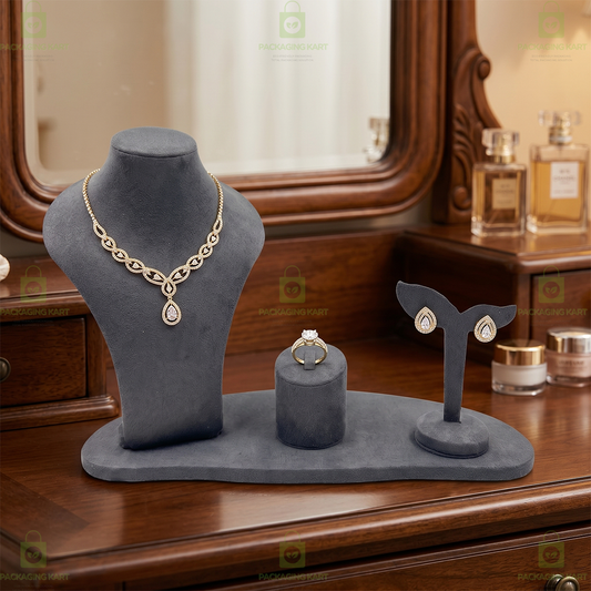 Multipurpose Velvet Leather Jewellery Combo Set | Premium Display for Ring Earrings Necklace