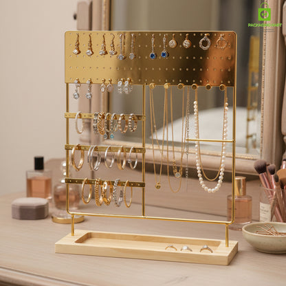 Premium Jewellery Gold Frame Earrings Stand Holder