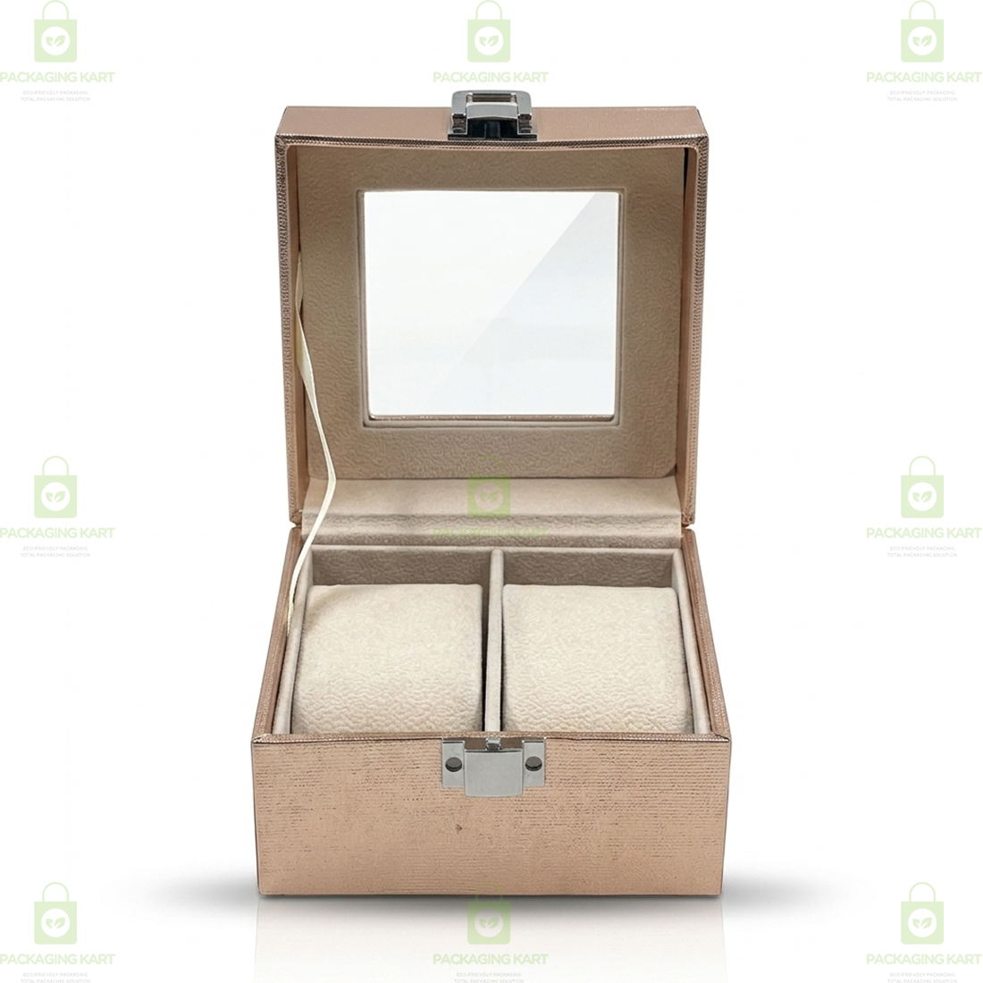 Luxury 2 Slots Watch Organizer Box with Velvet Cushion – Premium Leather Finish