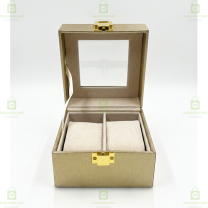 Premium Leather Velvet 2 Slots Watch Box for Men & Women – Luxury Watch Storage Case