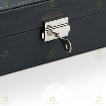 Premium 6 Compartments Velvet Watch Storage Box with Leather Finish