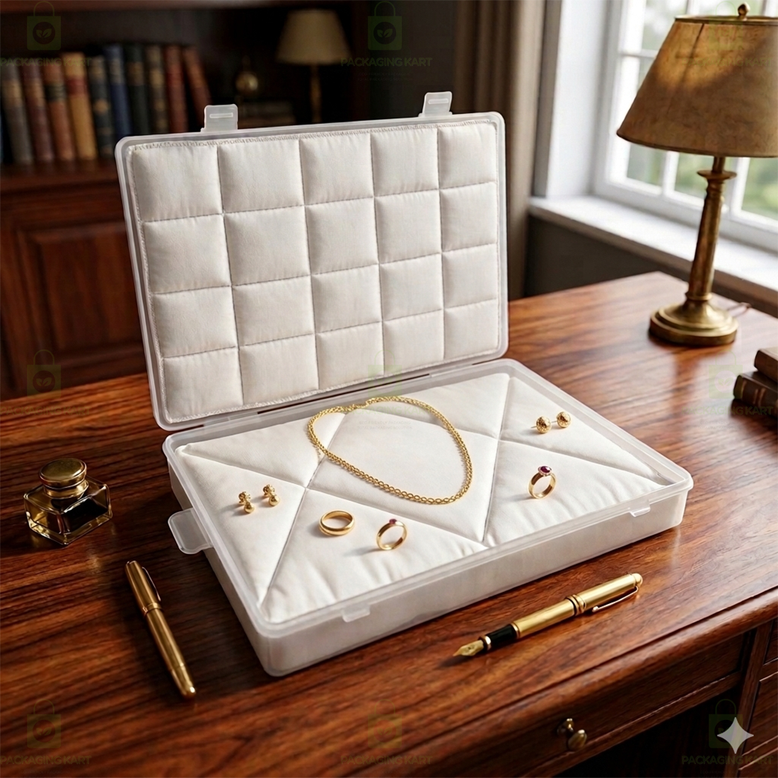 Lightweight Plastic Jewellery Organizer Box with Soft Cotton Cushion for Anti-Oxidation Protection