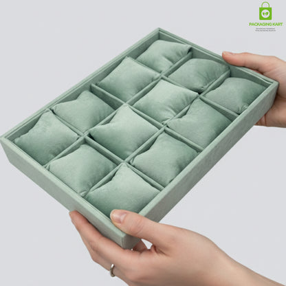 Wooden Jewellery Display Tray for Showroom Use – Watch, Kada & Bracelet (12 Slots)