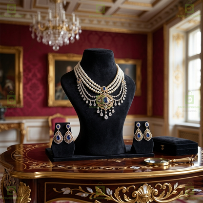 Velvet Necklace Display Stand with Wooden Base – Jewellery Organizer for Women