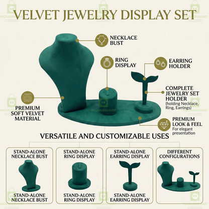 Multipurpose Velvet Leather Jewellery Combo Set | Premium Display for Ring Earrings Necklace