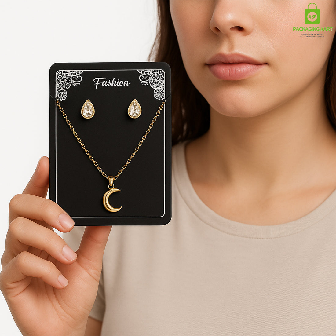 Fashion Jewellery Set Card in Black for Elegant Packaging