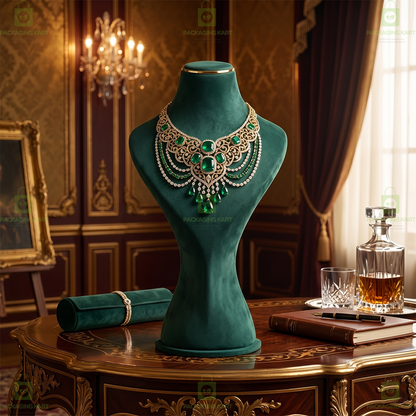 Premium Quality Leather Velvet Necklace Statue for Jewellery Display | Elegant Necklace Stand Holder