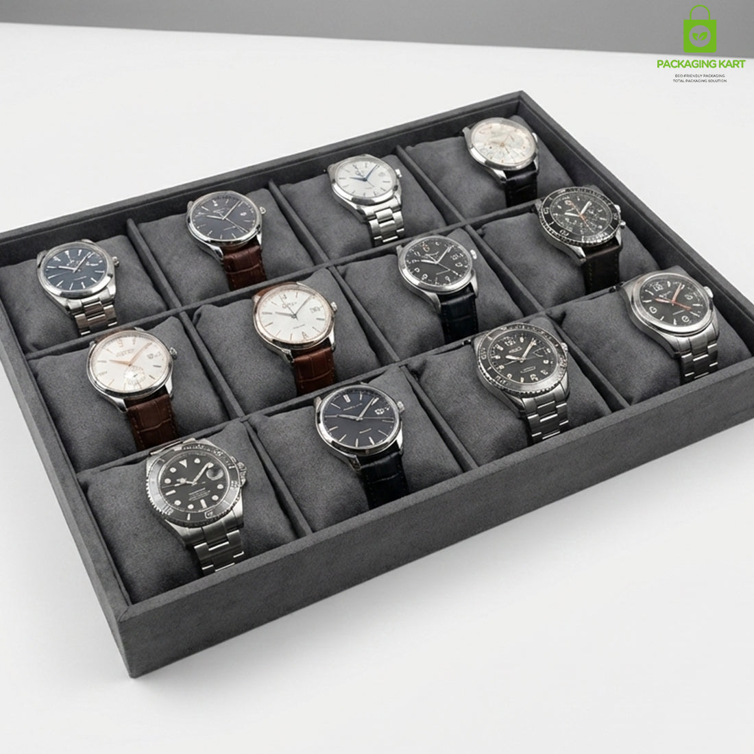 Wooden Jewellery Display Tray for Showroom Use – Watch, Kada & Bracelet (12 Slots)