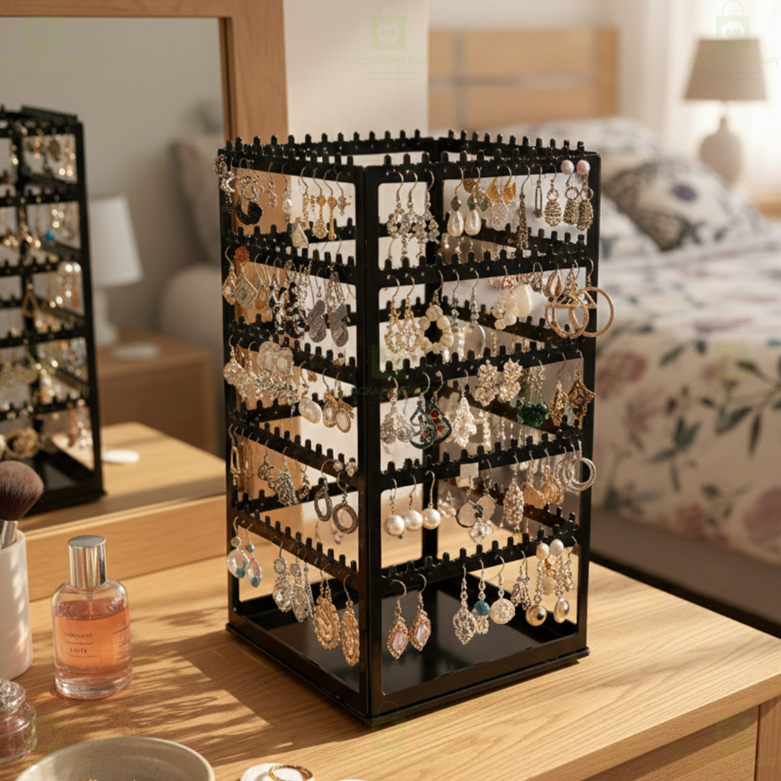 360° Rotating Earring Display Stand – Jewelry Organizer Rack for Earrings & Accessories