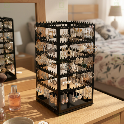 360° Rotating Earring Display Stand – Jewelry Organizer Rack for Earrings & Accessories